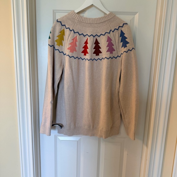 Hanna Andersson Cream Sweater with Multicolor Tree Pattern - Picture 6 of 7